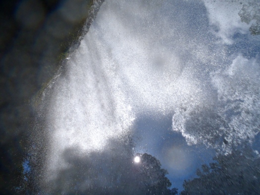 From under the waterfall